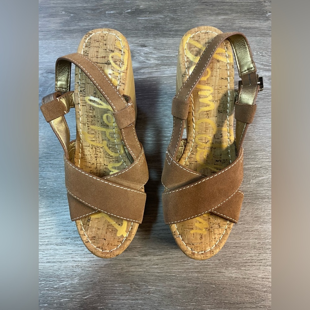 Sam Edelman Brown Suede Platform Sandal Heels - Picture 2 of 13